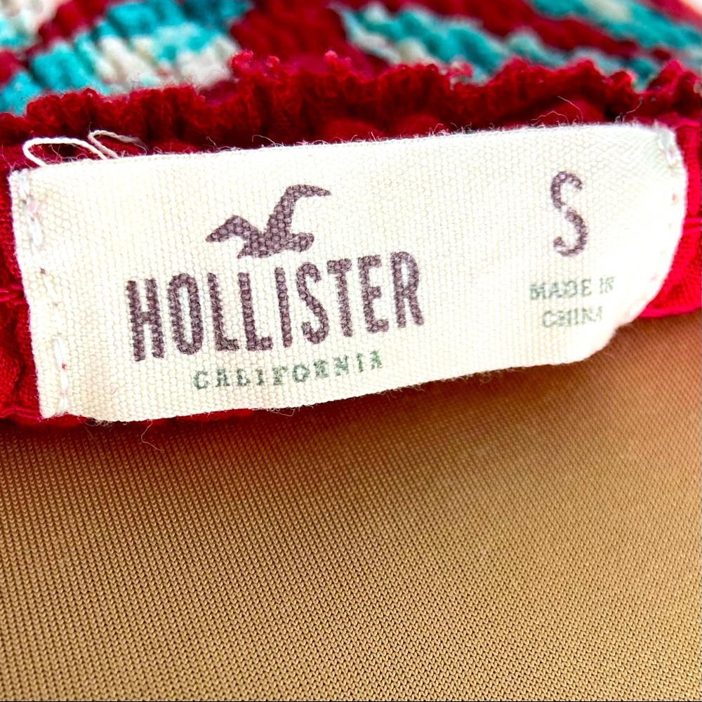 Hollister Red Blue & Green Tropical Botanical Palms Floral Dress Size S - Picture 9 of 11